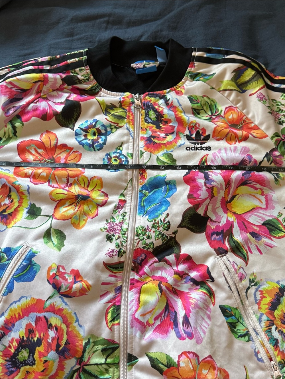 adidas Floralita Zip-Front Track Jacket with Black Trim - Picture 5 of 7